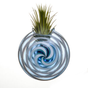 Glass Air Plant Wall Vase - Seafoam and Blue Swirl