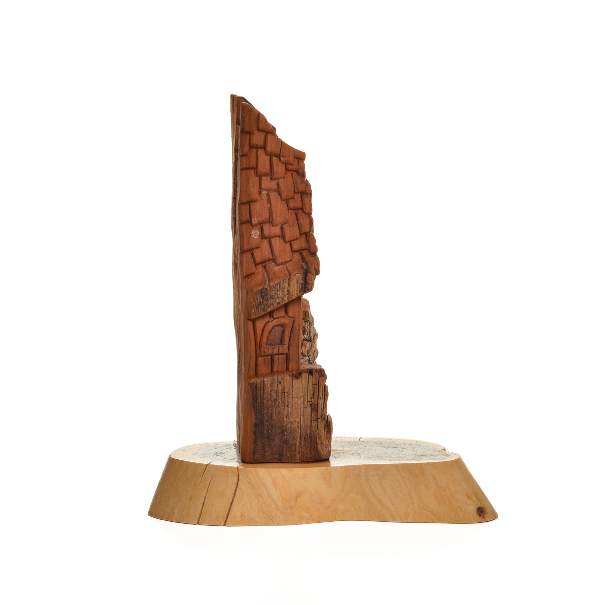 Small Cottonwood Bark Cottage on Base - Wood Carving - Image 2
