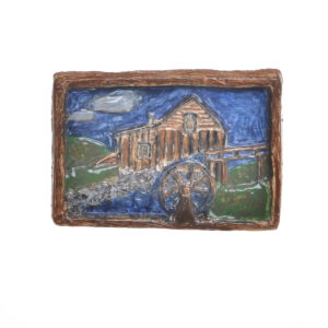 Rustic Ceramic Watermill Scene Wall Plaque