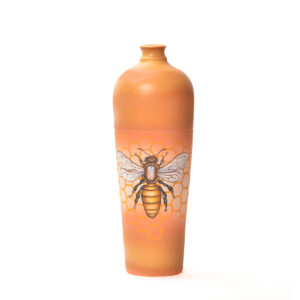 Maya Stansbury 2026, hand painted underglaze, glaze fired to cone 6 14” x 4 ½”