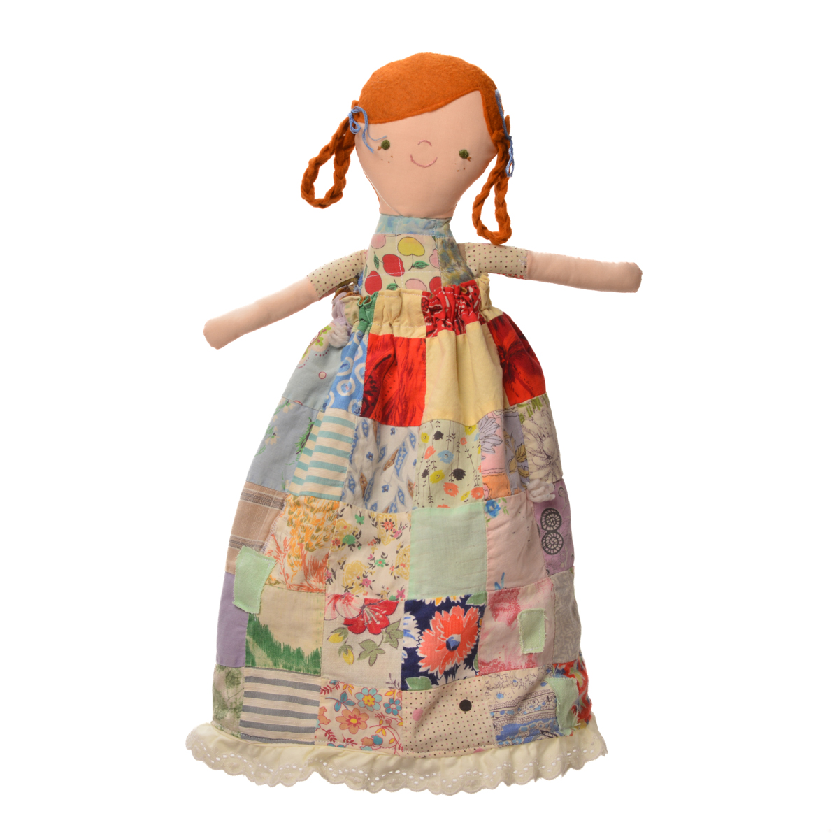 Eleanor Trollinger 2026, fabric, felt, thread, vintage quilts 17 ¾” x 12” x 2 ½”