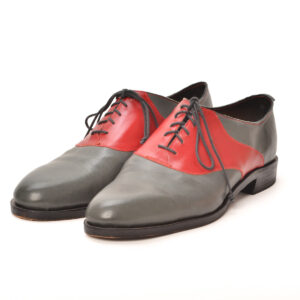 Deborah Robertson 2024, cowhide, box calf, lemonwood pegs, rubber heel cover; cemented shoemaking construction 4 ¼” x 7 ½” x 12” NFS