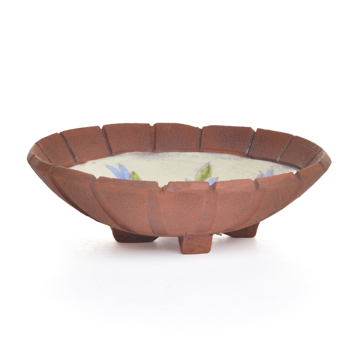 Small Handmade Round Ceramic Floral Dish - Image 2