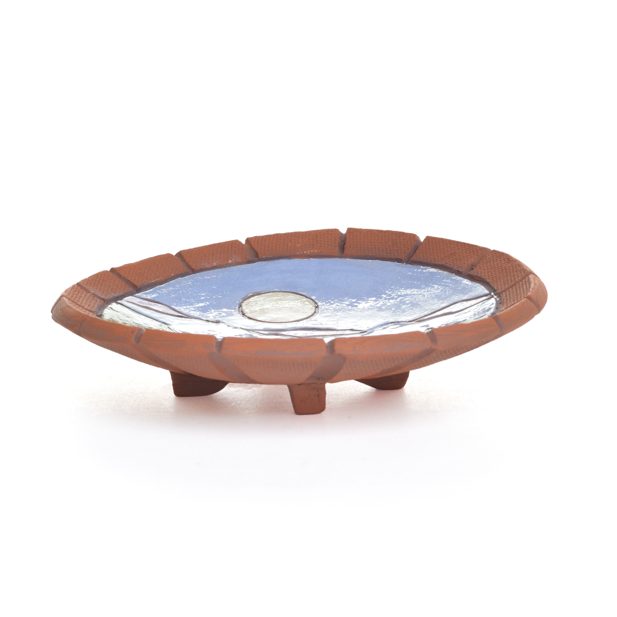 Small Handmade Round Ceramic Mountain Dish - Image 3