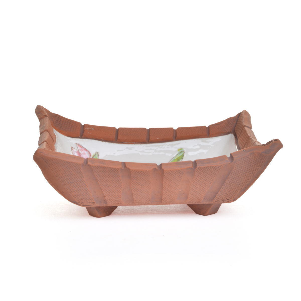 Small Handmade Square Ceramic Floral Dish - Image 2