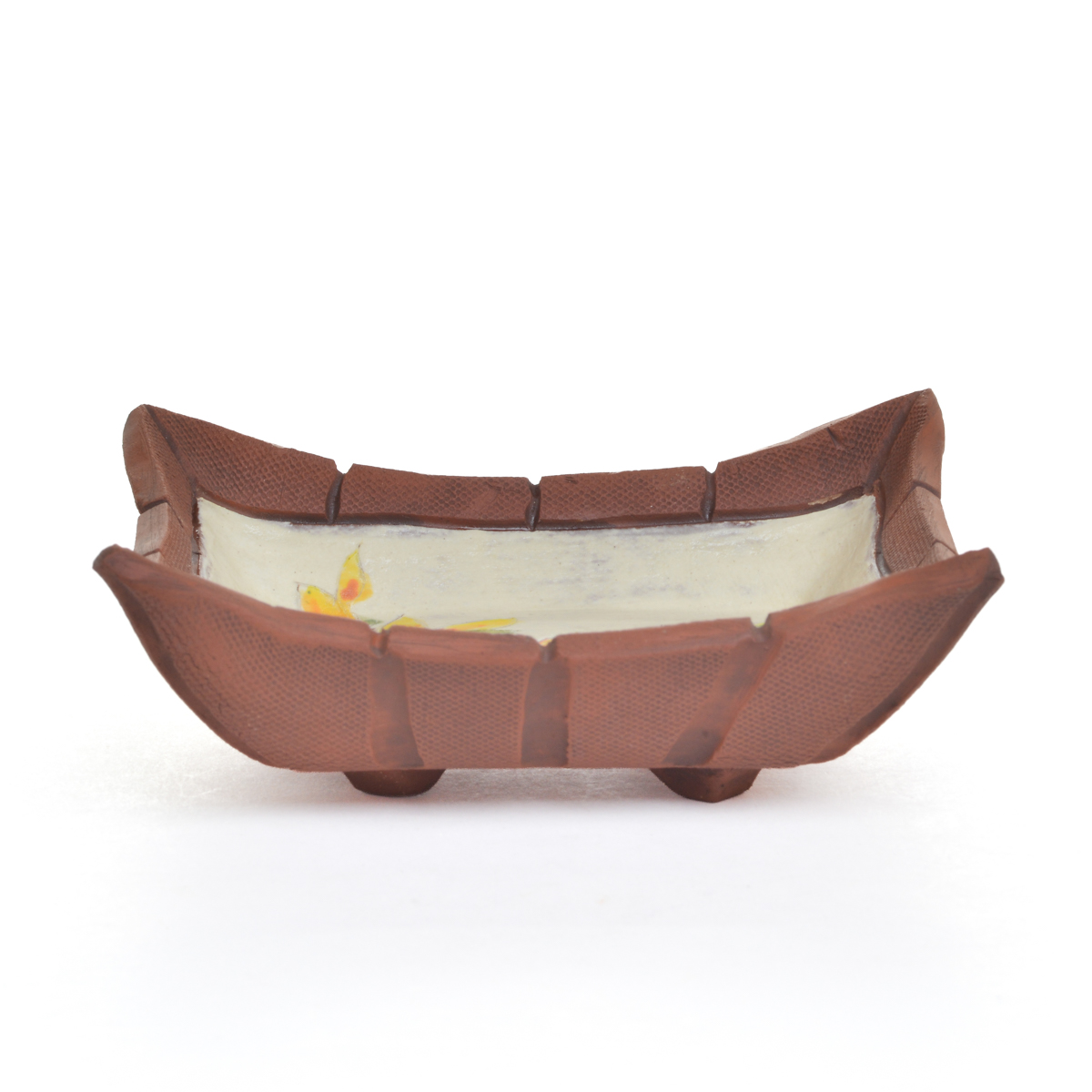 Small Handmade Square Ceramic Floral Dish - Image 4