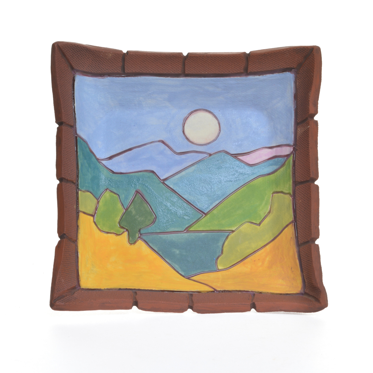 Small Handmade Square Ceramic Mountain Dish