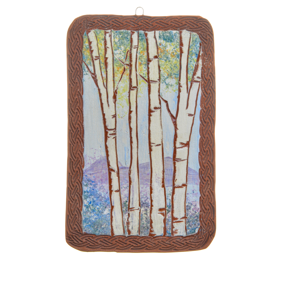 Handmade Ceramic Forest Birch Wall Tile - Image 3