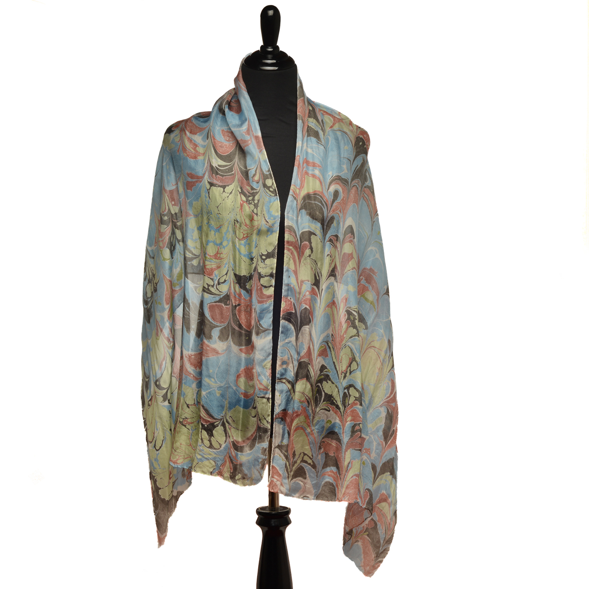 Marbled Silk Scarf - Memory Trees - Image 2