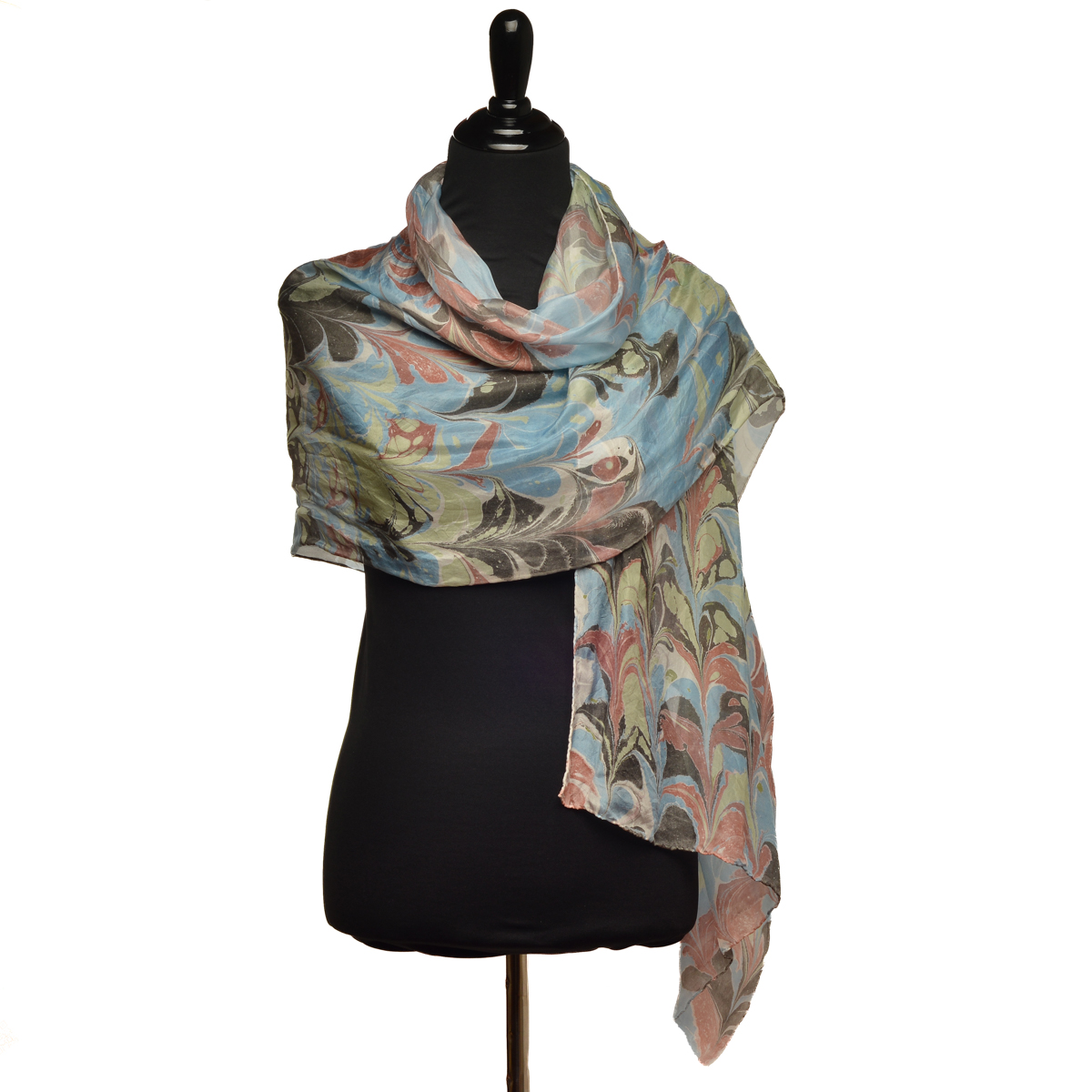 Marbled Silk Scarf - Memory Trees