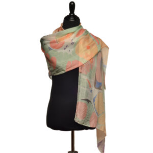 Hand-marbled silk scarf, especially designed using custom-mixed colors and patterns to set you apart! Wrap this bold design around your shoulders and remember your beast friends and friendships. Find Pam's inspiration here: