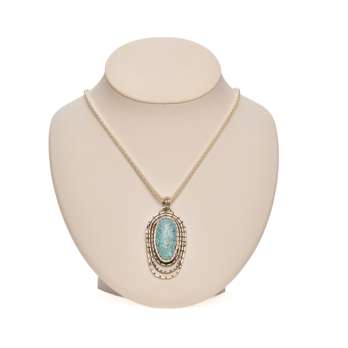 Turquoise and Oxidized Sterling Silver Pendant - Image 2
